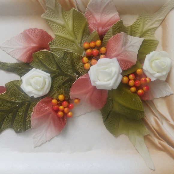 Vintage Leather Floral Wall Art Handmade 3D Flower Design Frame Art - Picture 2 of 8